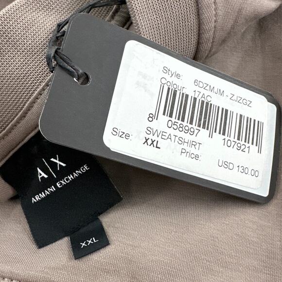 Armani Exchange Beige Crewneck Stretch Contrasting Band Sweatshirt Size XXL - Picture 3 of 11